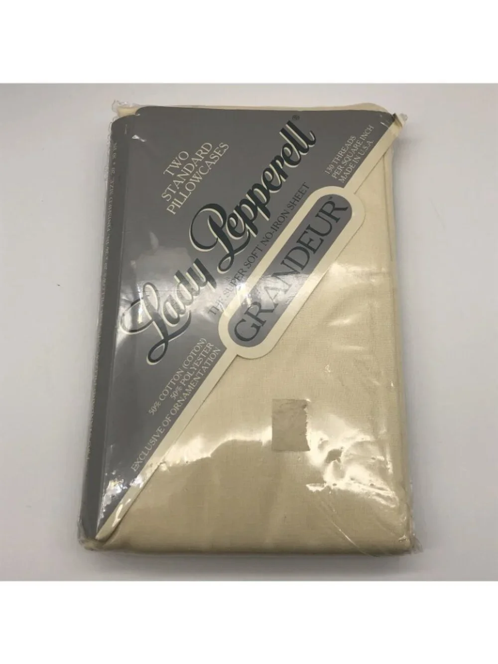 Vintage Lady Pepperell No Iron Standard Pillowcases cream cotton blend NOS
